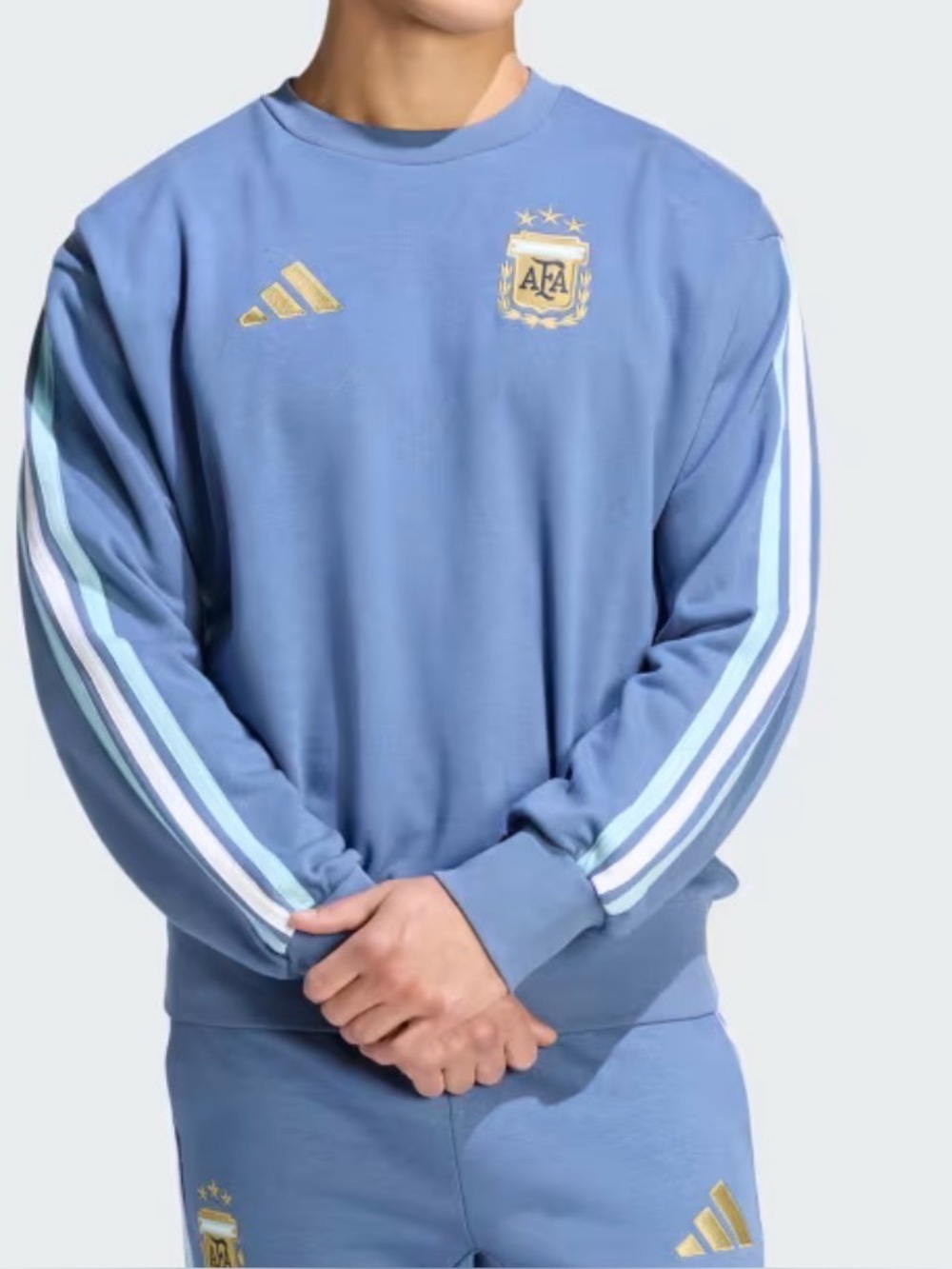 Adidas Argentina Soccer Men’s Crew DNA Sweatshirt Blue Size XL,  2XL,L  New